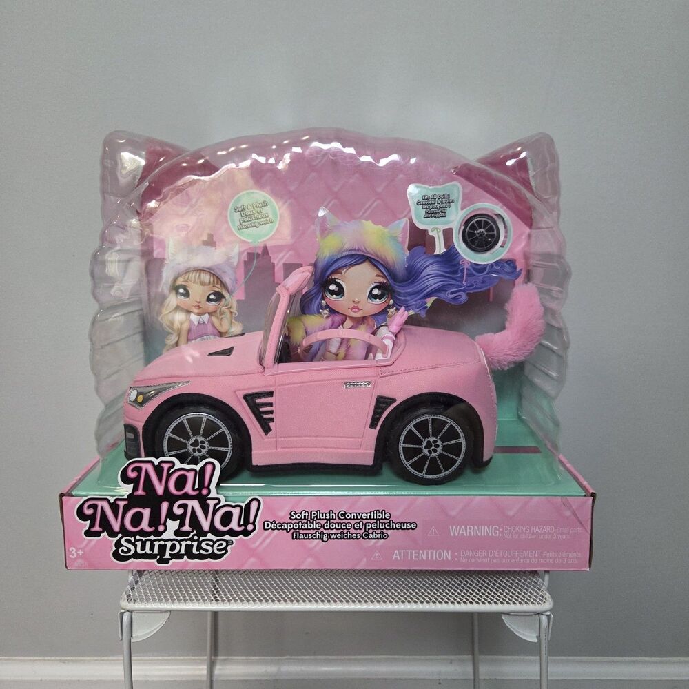 NEW SEALED - Na Na Na Surprise Plush Kitty Convertible Car Pink Doll Vehicle
